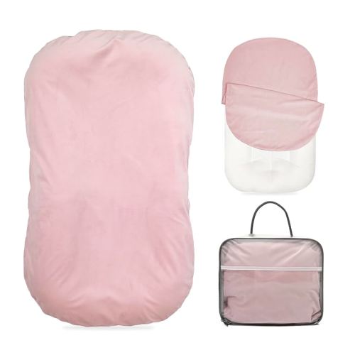 Baby Lounger - Snuggle Cozy Me Infant Lounger for Newborns | Flannel Cover, Breathable Soft, Portable Awake-Time Pad, Essential Baby Gift -Pink