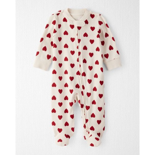 Baby Organic Cotton Sleep & Play Pajamas in Forever Hearts Print - Little Planet | Carter's - 3m