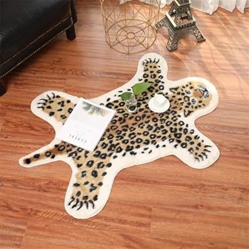 Leopard Print Area Rug, Faux Cowhide Skin Animal Printed, Artificial Carpet, Mat, Faux Carpet (A) / 31.5x41.3in, for Decorating Living Room