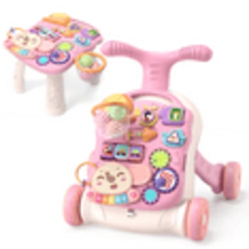 QDRAGON Walker for Baby Girl, Baby Push Walkers for Babies, 3 in 1 Push Toys, Baby Walker Table and Activity Center, Early Learning Toy for Kids Infant 6-12 Months, Pink for Babies Learning to Walk