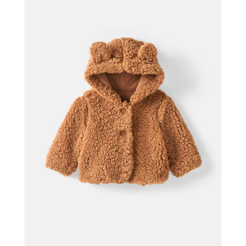 Chestnut Brown Sherpa Baby Jacket | Little Sleepies