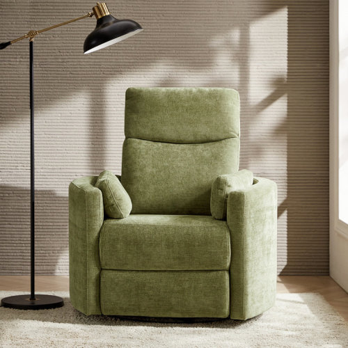 Anneisha Contemporary Swivel Rocker Power Recliner With Moveable Pillows