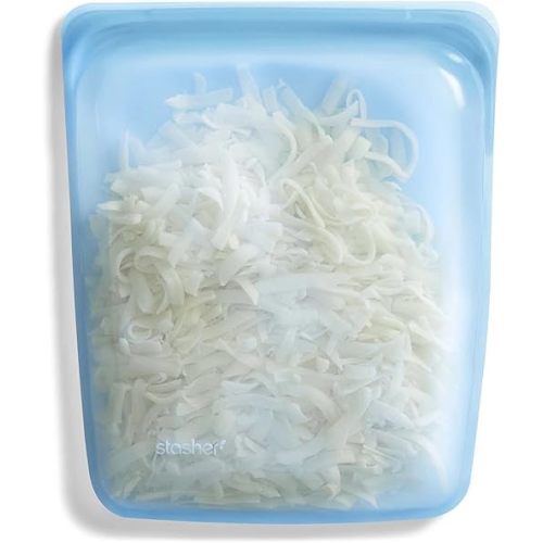 Stasher Premium Silicone Reusable Food Storage Half Gallon Bag, Blue, Microwave, Sous Vide, Dishwasher, Oven and Freezer Safe, BPA Free, Leak-free, Eco-friendly, 64 Oz
