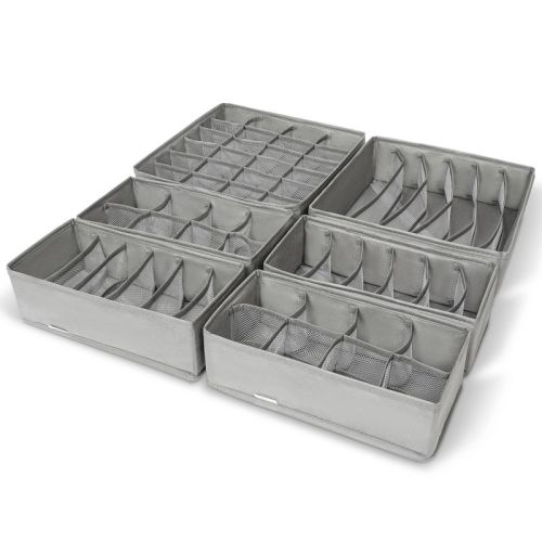 Wondersome Drawer Organizer for Clothes - 6-Pack of Underwear, Sock, Bra, Tie and Clothing Divider - Bedroom Shelf/Cabinet Storage Organization