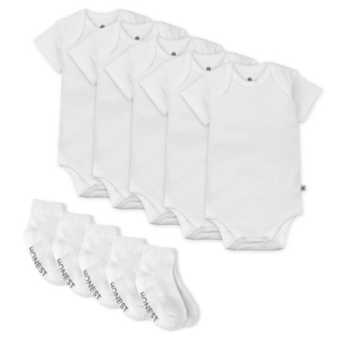 10-Pack Organic Cotton Short Sleeve Bodysuit & Sock Bundle | Honest Baby Clothing