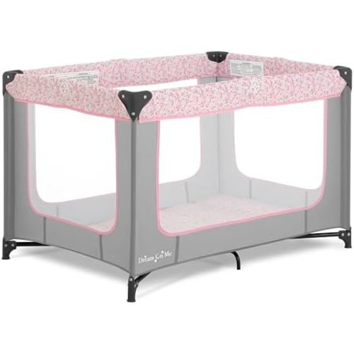 Dream On Me Zodiak Portable Playard, Compact for Travel, Carry Bag, Gray & Pink