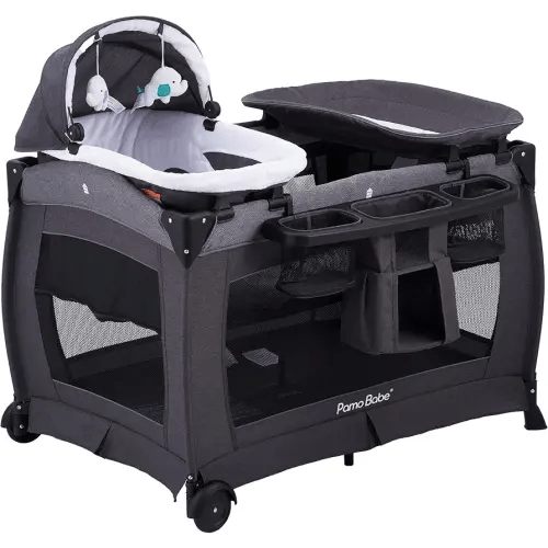 Pamo Babe Portable Playpen Foldable Playard for Baby and Toddler Mattress, Changing Table for Newborn Portable Playard