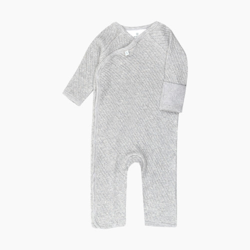 Honest Baby Clothing Organic Cotton Matelasse Side Snap Coverall - Light Gray Heather, 0-3 M