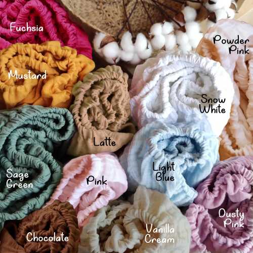 Muslin Sheets for Stokke Sleepi Cribs - Organic Cotton Fitted for Mini V3 Junior - Vanilla Cream