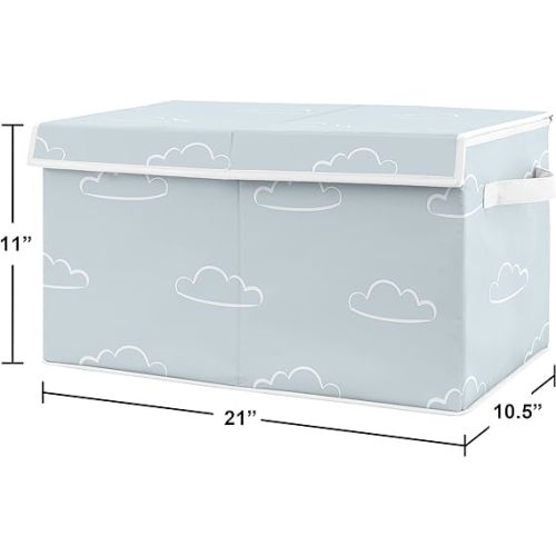 Sweet Jojo Designs Blue Clouds Boy Small Fabric Toy Bin Storage Box Chest For Baby Nursery or Kids Room - Slate and White Cloud Sky for Vintage Airplane Aviator Aviation Collection