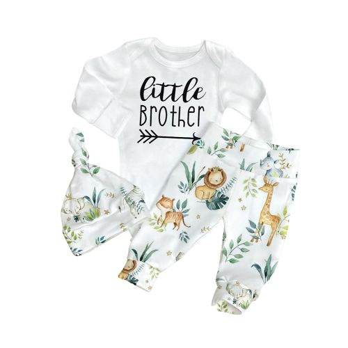 Baby Boy Clothes Newborn Boy Outfits Infant Letter Print Romper Long Pants Hat 3PCS Baby Boy's Clothing