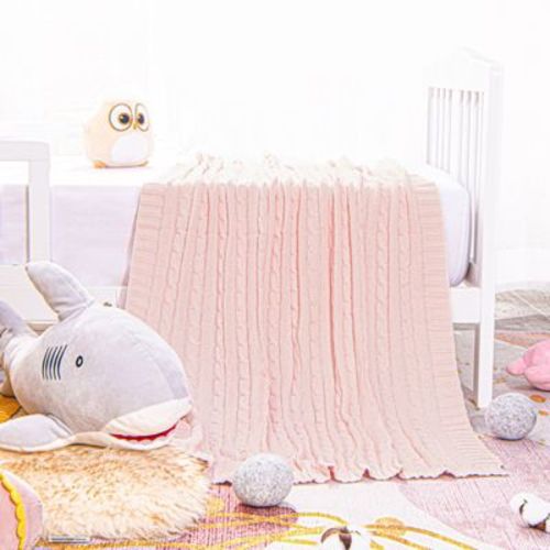 Cotton Cable Knit Toddler Blanket, Super Soft Warm Breathable Baby Blanket, 30x40 Inches, Gray - Ntbay