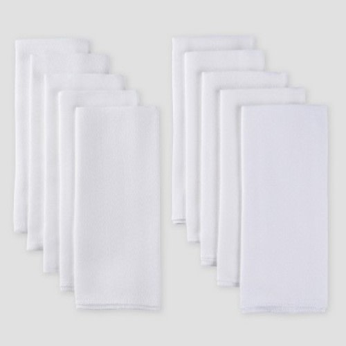 Gerber Baby Organic Cotton 10pk Flatfold Birdseye Diaper - White One Size