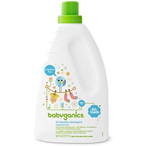 Babyganics 3X Baby Laundry Detergent, Fragrance Free, 60oz, Packaging May Vary