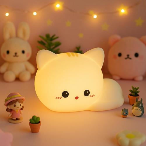 Cute Cat Night Lamp, Squishy Lamp, LED Color-Changing, Cat Lover Gift, Gift idea for him/her, kid's bedroom