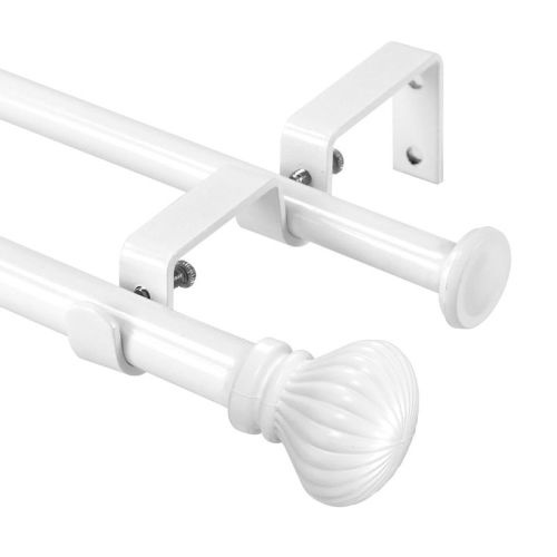 Urbanest Fluted Ball Adjustable Double Drapery Curtain Rod Set, 5-8" Antique Gold 28"-48”