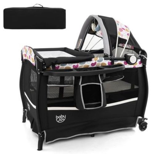 Infans 4 In 1 Portable Pack & Play Foldable Baby Bassinet W/mattress Carrying Bag Black