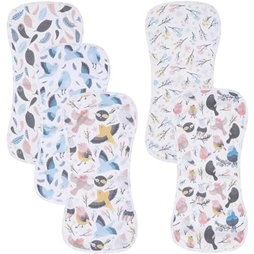 5 Pack Cotton Baby Burp Cloths Extra Absorbent Soft for Baby Boys and Girls (Bird)
