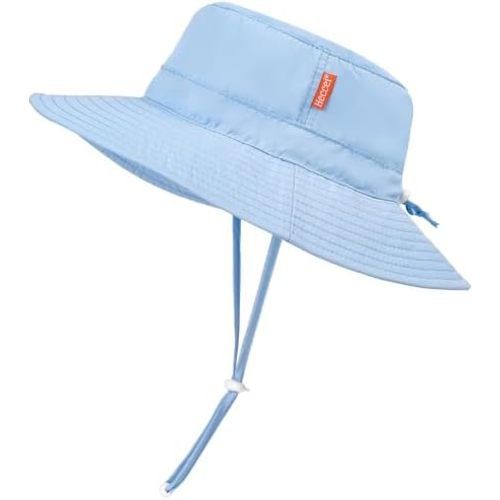 HECCEI Baby Sun Hat Adjustable Summer Beach Hat with Wide Brim UPF 50+ Sun Protection Bucket for Infant Boy Girl
