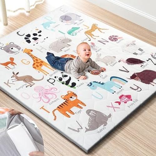 Premium Foam Baby Play Mat 50" x 50" – Removable & Machine Washable Cover, Extra Thick Padding Playpen Mat, Non-Slip Crawling Mat, Easy to Clean for Infants, Toddlers & Babies