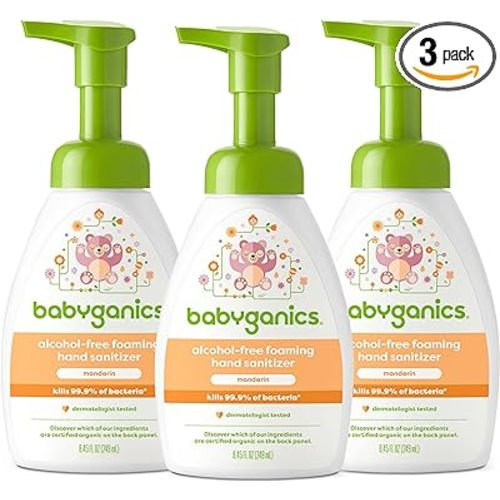 Babyganics Foaming Pump Hand Sanitizer, Alcohol Free, Mandarin, Kills 99.9% of Common Bacteria, Moisturizing, 8.45 Fl Oz (Pack of 3)