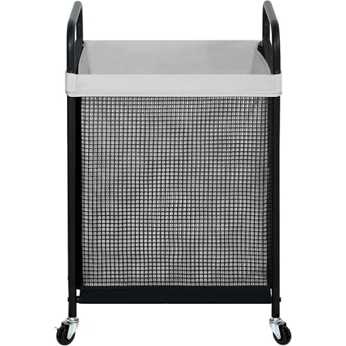 STO STO Laundry Hamper, 90L Rolling Laundry Sorter Cart with Removable and Washable Liner Bag, Rolling Clothes Hamper with Metal Handle for Laundry Room and Bedroom, Gray