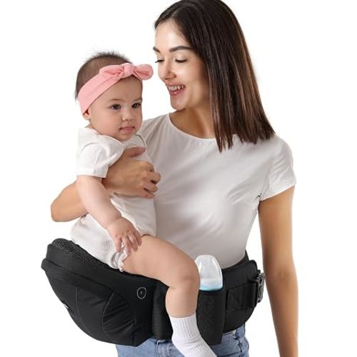 Baby Hip Carrier,Baby Carrier with Adjustable Waistband & Breathable Mesh, Ergonomic Carrier with Non-Slip Hip Seat Surface for Newborns & Toddlers (Grey)