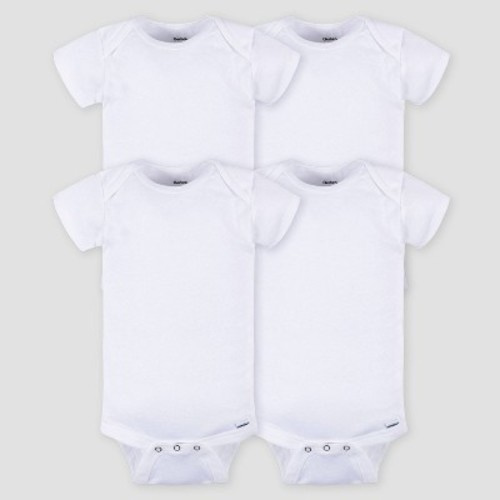 Gerber Baby 4pk Short Sleeve Onesies - White 0-3M