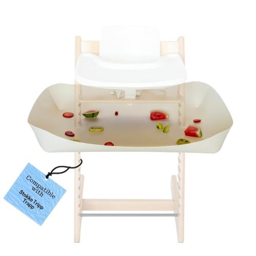 CATCHY -Food Catcher-Compatible with Stokke Tripp Trapp High Chair +11 Other High Chairs-Highchair Sold Separately-Baby & Toddler Food & Mess Catcher-Premium Linen Inspired -Under High Chair Accessory