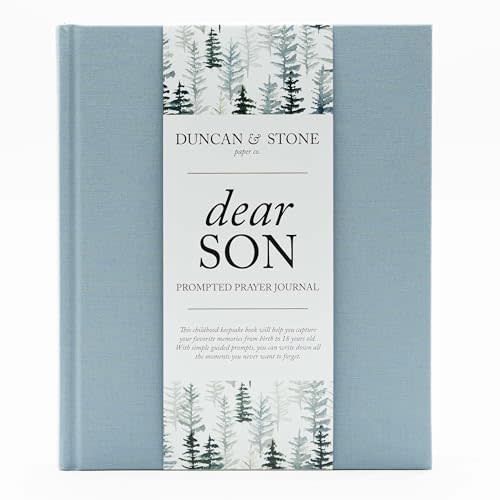 DUNCAN & STONE PAPER CO. Baby Memory Book - Childhood Memory Book For Milestones - Mom and Me Journal w/Prompts, Photos & More - Newborn Keepsake Gifts (Blue,230 Pages)