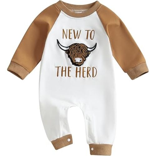 Western Baby Boy Girl Clothes Cow One Piece Oneise Jumpsuit Cowboy Cowgirl New to Here Romper Newborn Baby Outifts