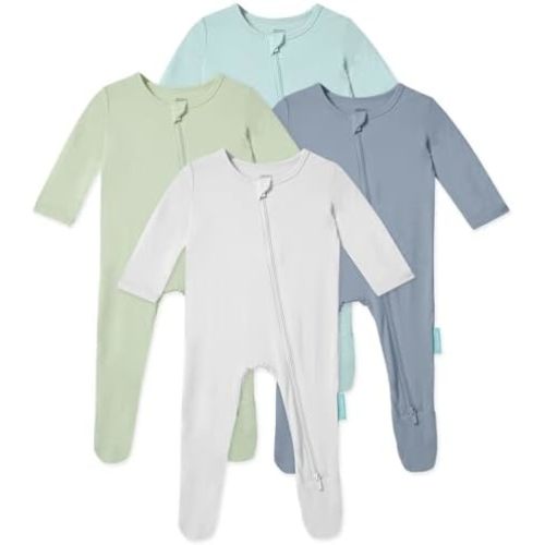 Baby Zipper Footie Pajamas, Supersoft Bamboo Rayon Baby Footed Pjs Boy Girl 0-3-6-9-18-24 Month Coverall Sleepers