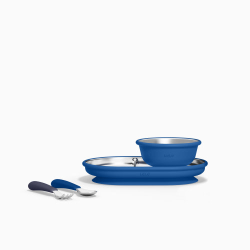 Lalo Stainless Mealtime Essentials - 4pc Set - Blue Raspberry