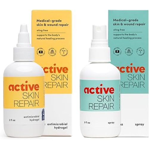 Active Skin Repair First Aid Healing Skin Spray - Natural & Non-Toxic with Hypochlorus Acid for Minor Cuts, Wounds, Scrapes, Rashes, Sunburns, & More, HSA/FSA Eligible, 3 oz