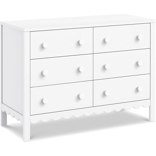 Davinci Sammy Scallop 6-Drawer Dresser for Nursery - GREENGUARD Gold Certified - Wooden Double Chest of Drawers for Kids, Boys & Girls - Baby Dresser for Kids Bedroom & Living Room - White