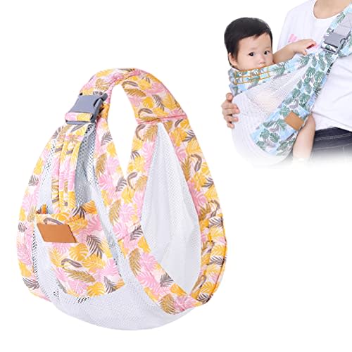 ICRPSTU Summer Breathable Baby Carrier - Adjustable 3D Mesh Baby Carrier Wrap with Thick Shoulder Straps and Pocket for Pool Beach(Cherry)