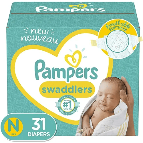 Diapers Newborn/Size 0 (< 10 lb), 31 Count - Pampers Swaddlers Disposable Baby Diapers, Jumbo Pack (Packaging May Vary)