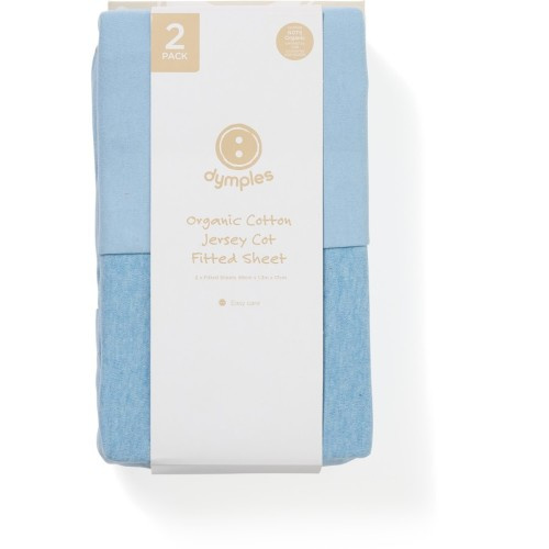 Dymples Fitted Melange Cot Sheet 2 Pack - Blue