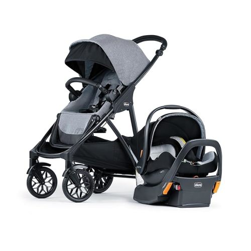 Chicco Corso LE ClearTex Modular Travel System with Corso LE Stroller & KeyFit Max ClearTex Infant Car Seat and Base, Stroller and Car Seat Combo | Canyon/Grey