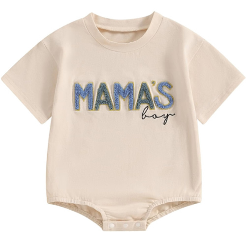 FIOMVA Baby Boy Fall Clothes Newborn Bubble Romper Toddler Long Sleeve Mama's Boy Letter Bodysuit Winter Infant Outfits