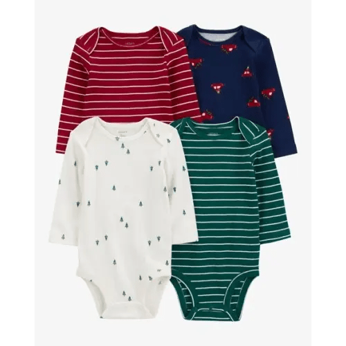 Baby 4-Pack Long-Sleeve Holiday Bodysuits - Carter's | Carter's