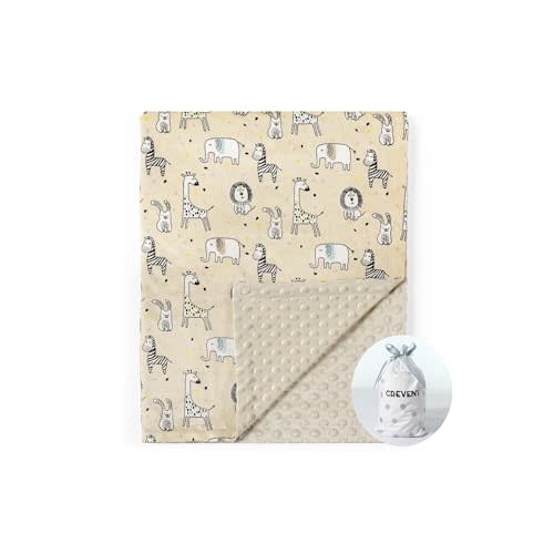 CREVENT Cozy Soft and Warm Mink Baby Blanket, Gift Packing with Ribbon for Newborn Infant Toddler's Crib Cot Stroller, for All Season Use (30"X40" Zoo)