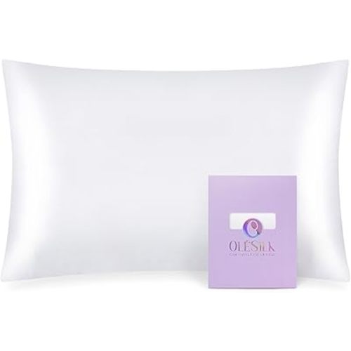 OLESILK 100% Mulberry Silk Toddler Pillowcase for Hair and Skin, Both Sides 19 Momme Pure Natural Silk Travel Pillow Cases with Hidden Zipper, 13"x 18", White