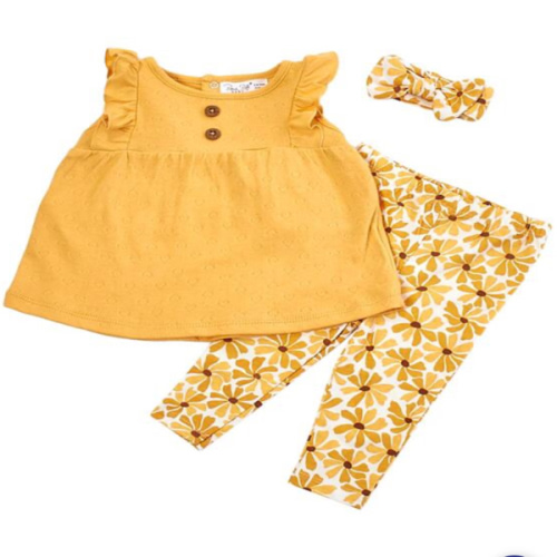 Baby Girl (NB-9M) René Rofé® Heart Top & Daisy Leggings Set - Boscov's