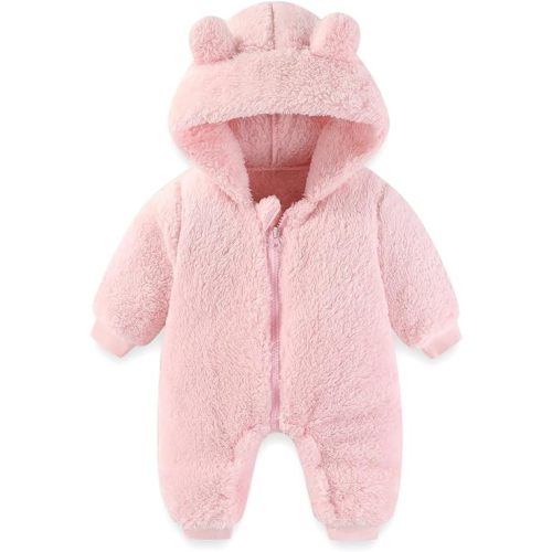 Newborn Baby Bear Onesie Outfit Suit Girls Boys Fleece Jumpsuit Romper Hooded Winter Snowsuit Clothes