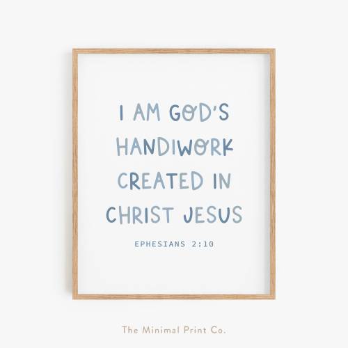 Nursery Bible Verse, Blue Nursery Wall Art, Christian Nursery Decor, Boy Nursery, Nursery Scripture, Blue Nursery Printables