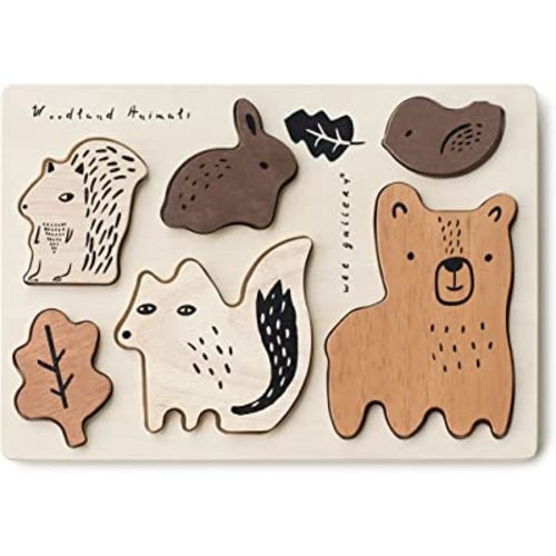 Wee Gallery Wooden Tray Puzzle Woodland Animals 2nd Edition - Montessori Toys for Early Learning & Fine Motor Skill Development - Sustainable Educational Toys for Kids, Toddler