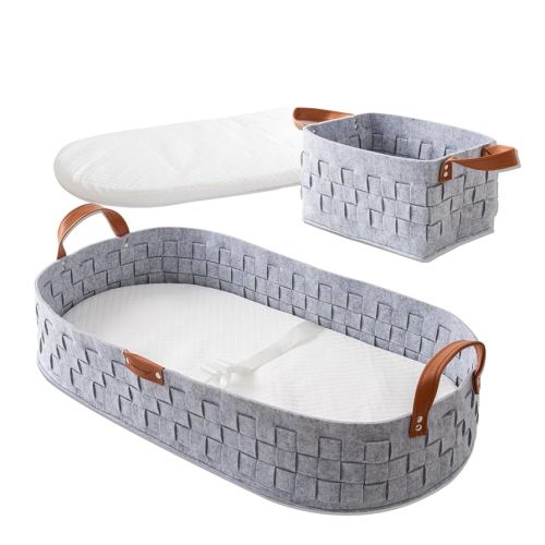 Baby Changing Basket, Baby Changing Pad with Wipeable Waterproof Pad, Small Storage Basket, Moses Basket for Baby Dresser,Living Room,Gray