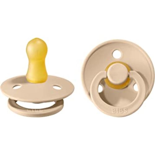 BIBS Pacifiers | Natural Rubber Baby Pacifier | Set of 2 BPA-Free Soothers | Made in Denmark | Vanilla | Size 0-6 Months