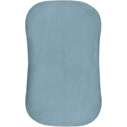 Muslin Baby Lounger Cover Soft Organic Cotton Slipcover Fits Newborn Lounger for Baby Boys and Girls (Blue)